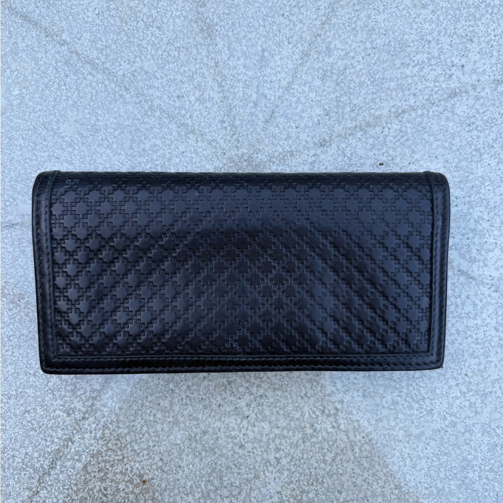Gucci Diamante Black Embossed Leather Continental Wallet